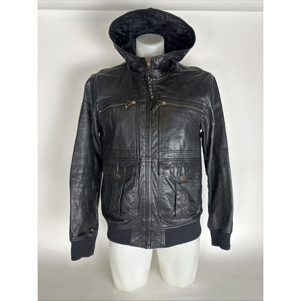 Vintage MARITHE FRANCOIS GIRBAUD Men’s Leather Hoodie Jacket Size 50
